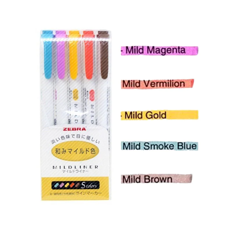 ماژیک هایلایت قلمی دو سر زبرا رنگهای گرم | بسته زرد 5 عددی