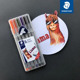 روان نویس نوک نمدی 6 عددی استدلر طرح شتر لاما ( 2 عدد رایگان )