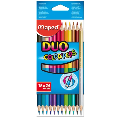 مداد رنگی 12 رنگ دو سر ( 24 رنگ ) جعبه مقوایی مپد