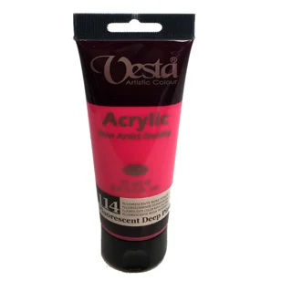 رنگ اکریلیک وستا Fluorescent Deep Pink 114 حجم 75 میل