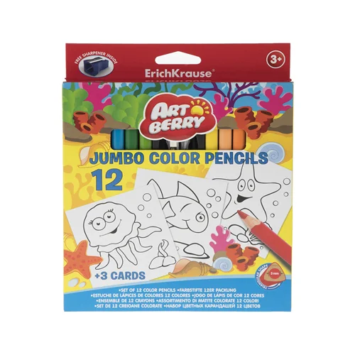 مداد رنگی 12 رنگ جامبو جعبه مقوایی اریکراس