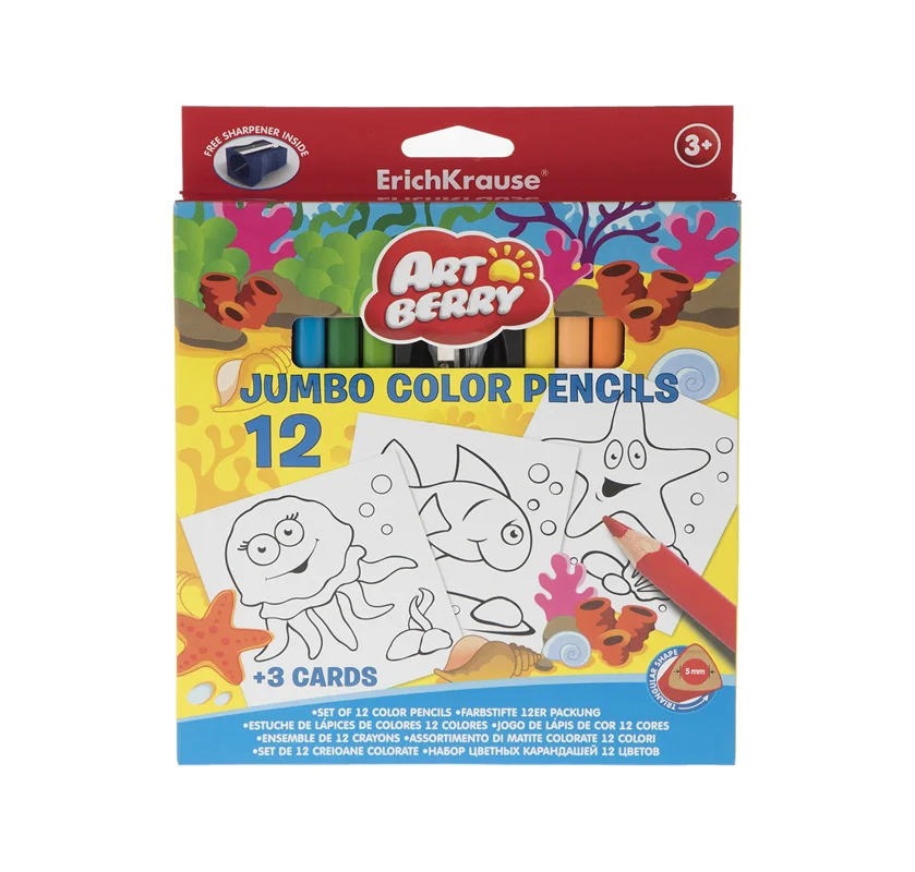 مداد رنگی 12 رنگ جامبو جعبه مقوایی اریکراس