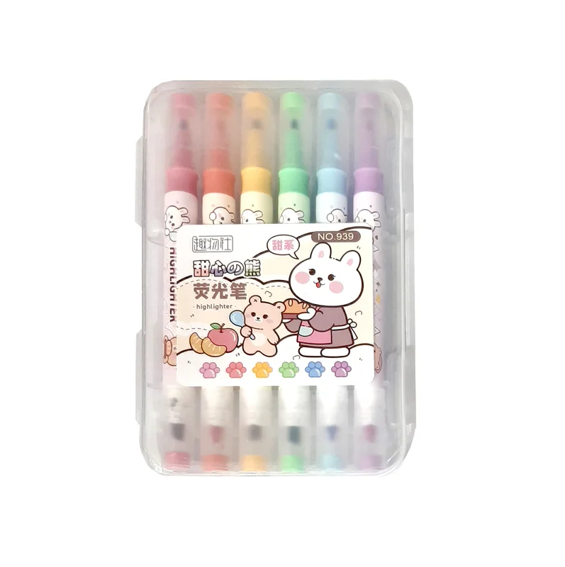 ماژیک هایلایت پاستلی دو سر بسته 6 رنگ