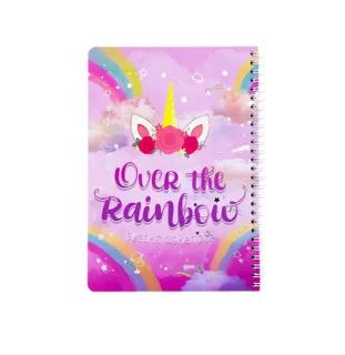 دفتر مشق 80 برگ مدل یونیکورن طرح Over The Rainbow