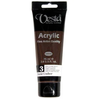 رنگ اکریلیک وستا Burnt Umber 3 حجم 75 میل