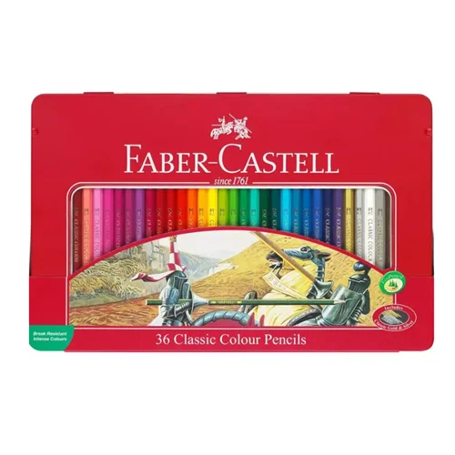 مداد رنگی 36 رنگ جعبه فلزی فابر کاستل