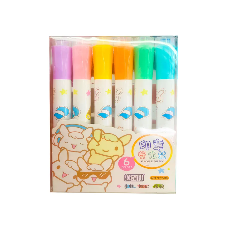 ماژیک هایلایت فلورسنت مهر دار مینی بسته 6 رنگ