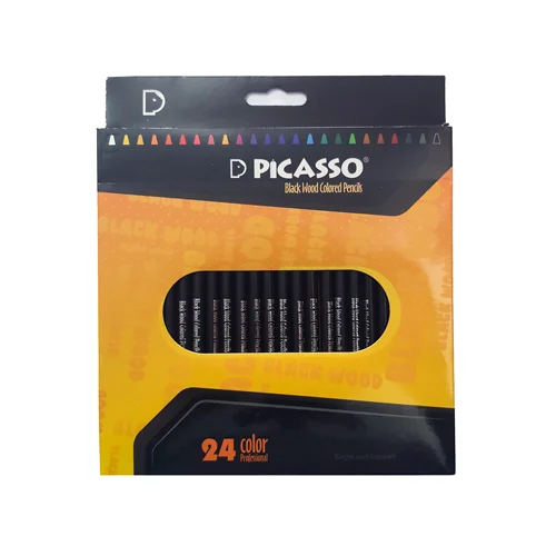 مداد رنگی حرفه ای 24 رنگ جعبه مقوایی پیکاسو مدل Black Wood