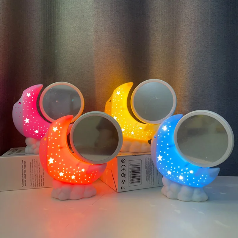 آینه و چراغ خواب جاقلمی و پرژکتور دار ستاره طرح ماه