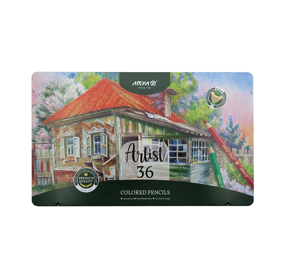 مداد رنگی آرتيست 36 رنگ جعبه فلزی آريا
