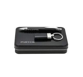 ست خودکار و جاکليدی جعبه فلزی Portok 115
