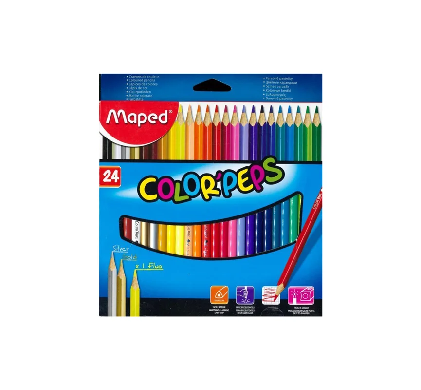 مداد رنگی 24 رنگ جعبه مقوایی مَپِد