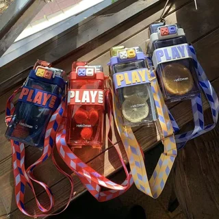 قمقمه آسان نوش و نی دار نشکن تریتان طرح Play حجم 500 میل