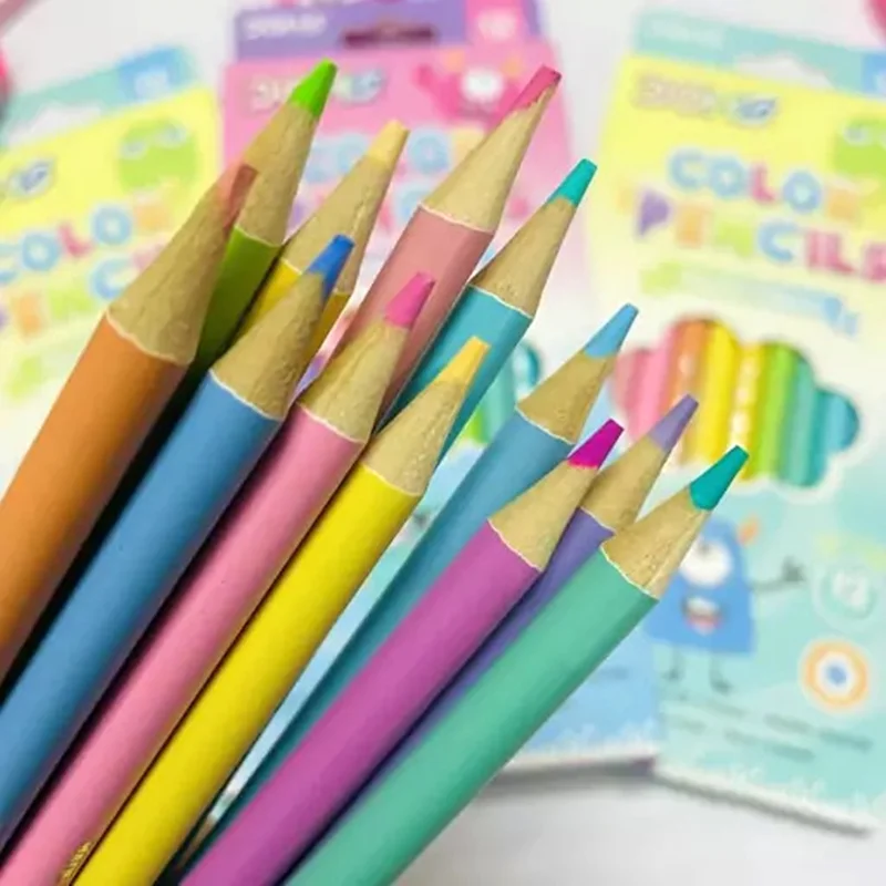 مداد رنگی پاستلی 12 رنگ جعبه مقوايی دامس