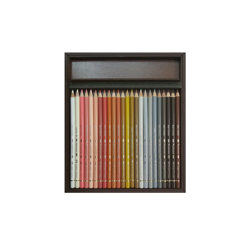 مداد رنگی 24 رنگ طیف پوست جعبه چوبی پلی کروم فابر کاستل