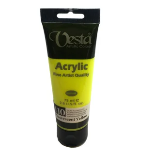 رنگ اکریلیک وستا Fluorescent Yellow 110 حجم 75 میل