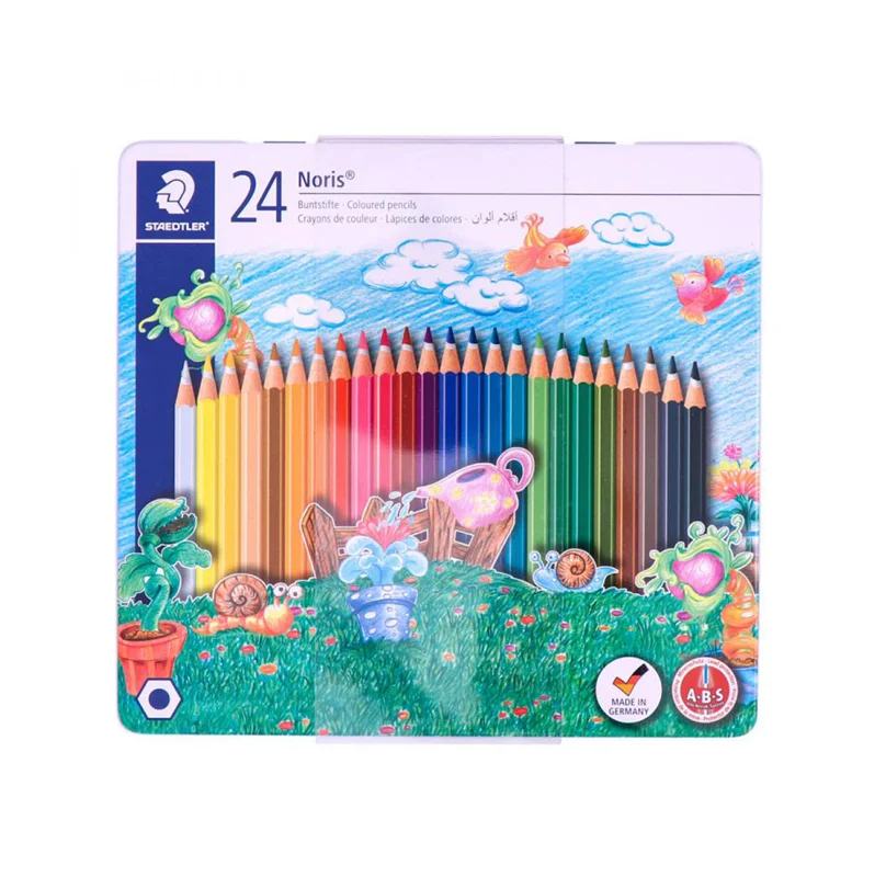 مداد رنگی 24 رنگ جعبه فلزی استدلر