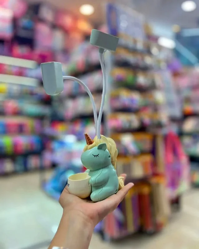 چراغ مطالعه دوقلوی جاقلمی و تراش دار طرح یونیکورن