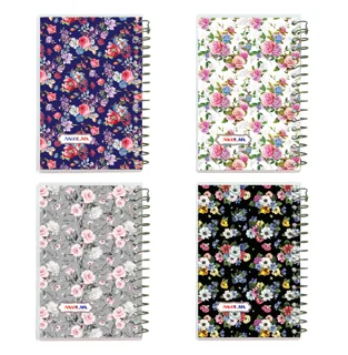 دفترچه یادداشت 8x12 نهال آلما 100 برگ سیمی حاشیه دار طرح گل
