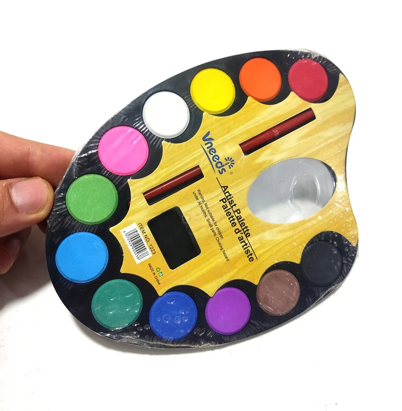 آبرنگ پالتی 12 رنگ به همراه قلم مو