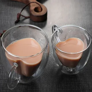 ماگ شيشه ای دوجداره قلبی شکل